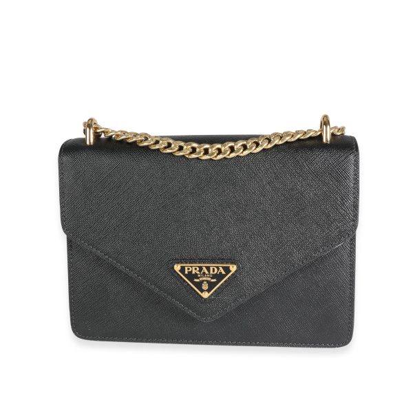 118130 fv Prada Black Saffiano Leather Envelope Shoulder Bag