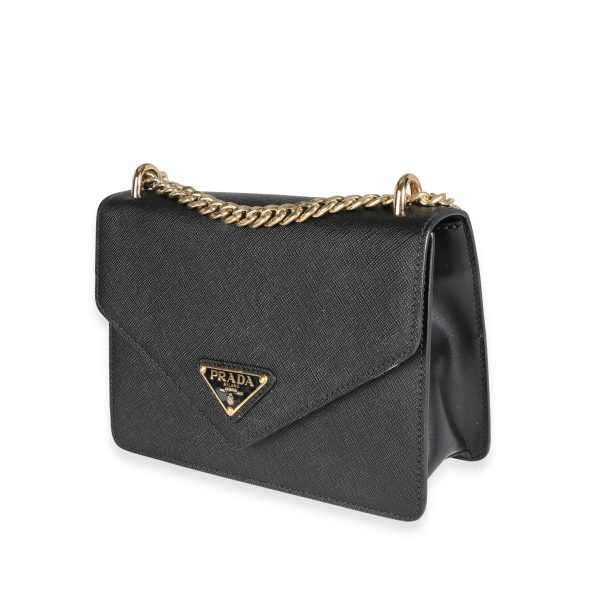 118130 sv Prada Black Saffiano Leather Envelope Shoulder Bag