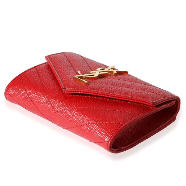 118144 box a4929eb2 eaee 4d41 99aa 228d4446abd0 Saint Laurent Red Grain De Poudre Monogram Compact Wallet