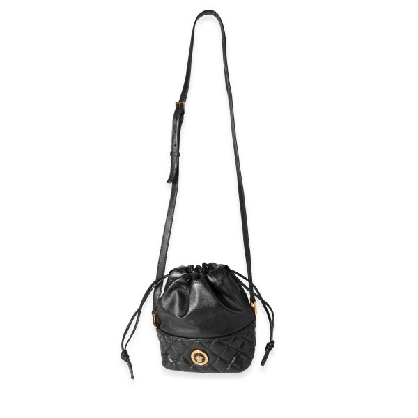 118148 bv Versace Black Quilted Nappa Leather Medusa Bucket Bag