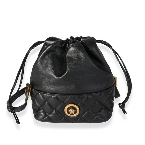 118148 fv d90eae81 c7c5 4cef a267 6fed3c4369f4 Versace Black Quilted Nappa Leather Medusa Bucket Bag