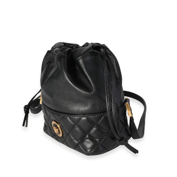 118148 sv 97e445d5 ef96 4148 b655 8b81afca617f Versace Black Quilted Nappa Leather Medusa Bucket Bag