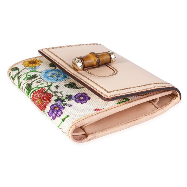 118154 stamp 119b174b 6069 4004 8815 c59487ed504a Natural Leather Flora Canvas Trifold Compact Bamboo Wallet