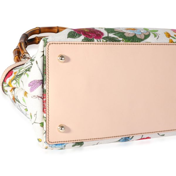 118156 clasp 056c42e4 44e6 40a2 8fc2 7cb4e15c6ad3 Gucci Multicolor Canvas Beige Leather Flora Bamboo Handle Bag