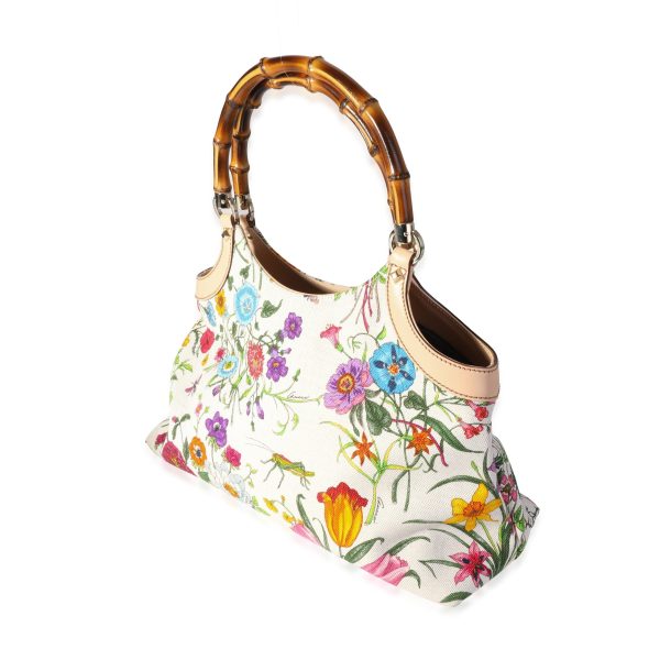 118156 sv 92b4cf23 75e3 4787 a22b 72b297f6846f Gucci Multicolor Canvas Beige Leather Flora Bamboo Handle Bag