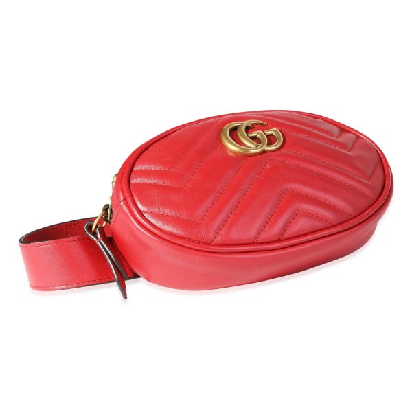 118169 clasp Gucci Red Matelass√© Leather GG Marmont Mini Belt Bag