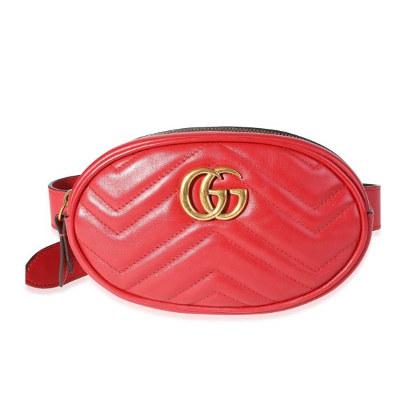 118169 fv Gucci Red Matelass√© Leather GG Marmont Mini Belt Bag