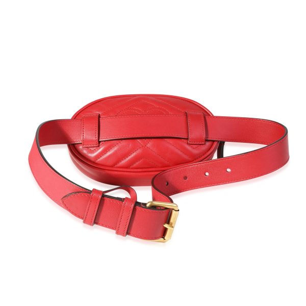 118169 pv Gucci Red Matelass√© Leather GG Marmont Mini Belt Bag