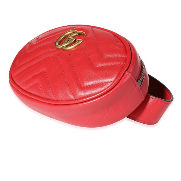 118169 stamp Gucci Red Matelass√© Leather GG Marmont Mini Belt Bag