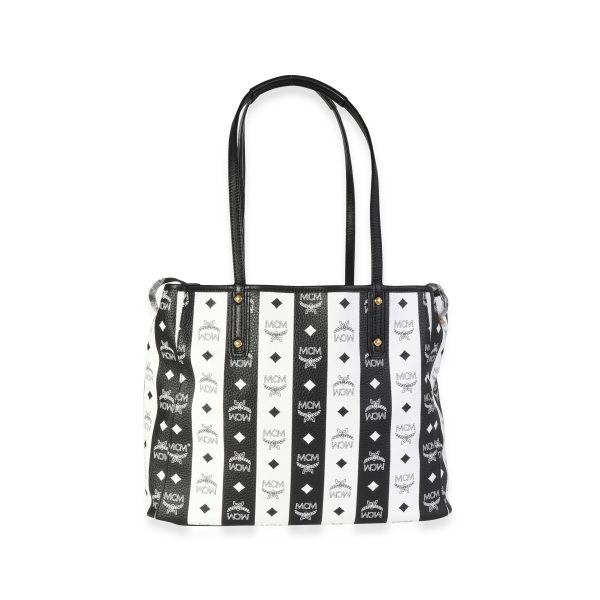 118186 pv dd96e776 cf2c 42e0 9321 cb8dbe7c1251 MCM Black White Striped Visetos Large Reversible Tote