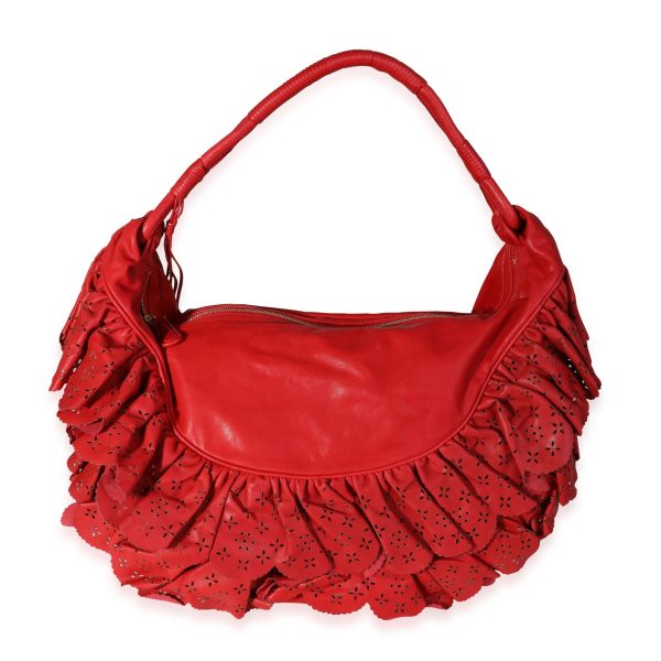 118188 pv d7a6fc16 2139 498f 8f8b 703424805bd2 Dior Red Lambskin Gypsy Ruffle Hobo