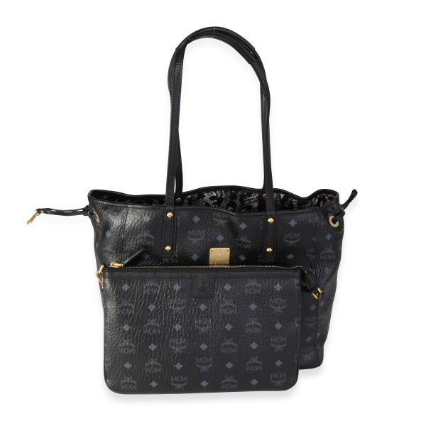 118189 fv MCM Black Visetos Large Reversible Tote