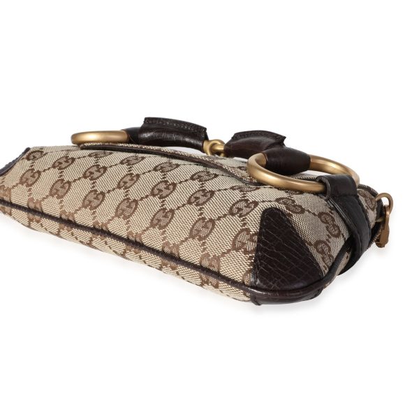 118190 box Gucci Brown GG Canvas and Leather Horsebit Clutch