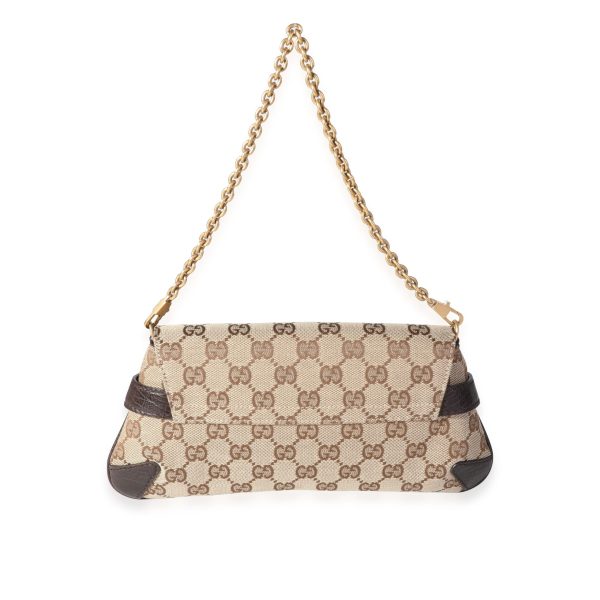 118190 pv Gucci Brown GG Canvas and Leather Horsebit Clutch