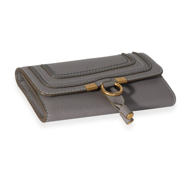 118202 clasp 1e707eaa 1f1f 49c9 bbf3 07e5ed565fdd Chloe Grey Grained Calfskin Long Marcie Wallet