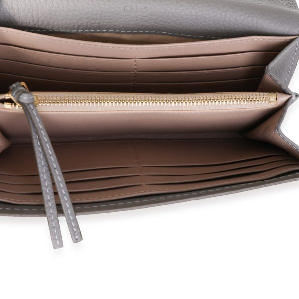 118202 stamp 4c07522f f354 4637 86b3 a0026f0c46df Chloe Grey Grained Calfskin Long Marcie Wallet