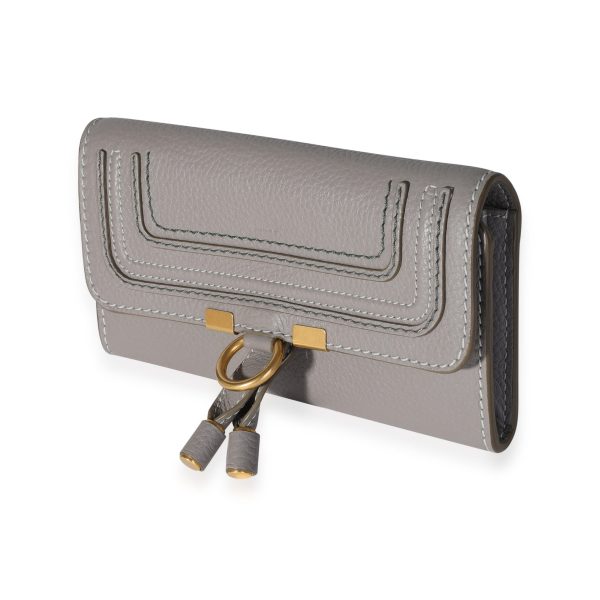 118202 sv af520064 87be 4d58 b018 f516be9b11e6 Chloe Grey Grained Calfskin Long Marcie Wallet