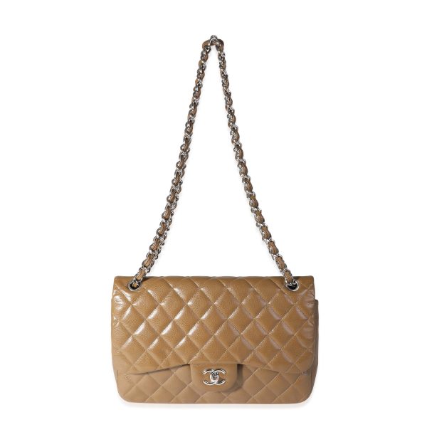 118210 ad1 f526637a bfab 4355 8717 e5e402a168f1 Chanel Khaki Caviar Quilted Jumbo Classic Double Flap Bag