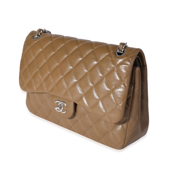 118210 pv 35c5f4bf 9422 48b7 bd43 ee4ca8846c5e Chanel Khaki Caviar Quilted Jumbo Classic Double Flap Bag