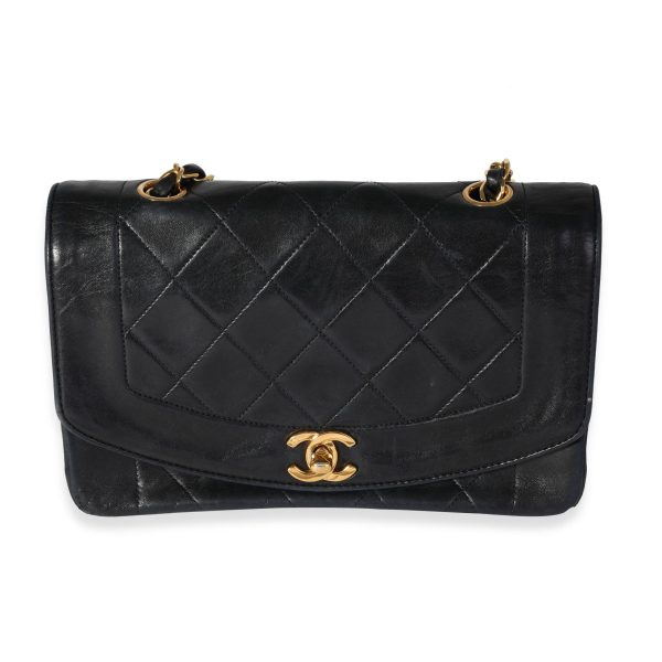 118212 fv Chanel Vintage Black Quilted Lambskin Diana Bag