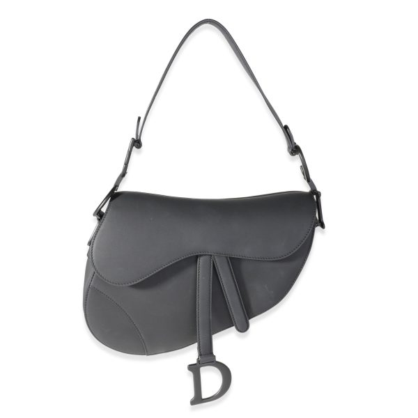 118223 fv Dior Ultramatte Black Calfskin Medium Saddle Bag