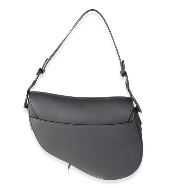 118223 pv Dior Ultramatte Black Calfskin Medium Saddle Bag