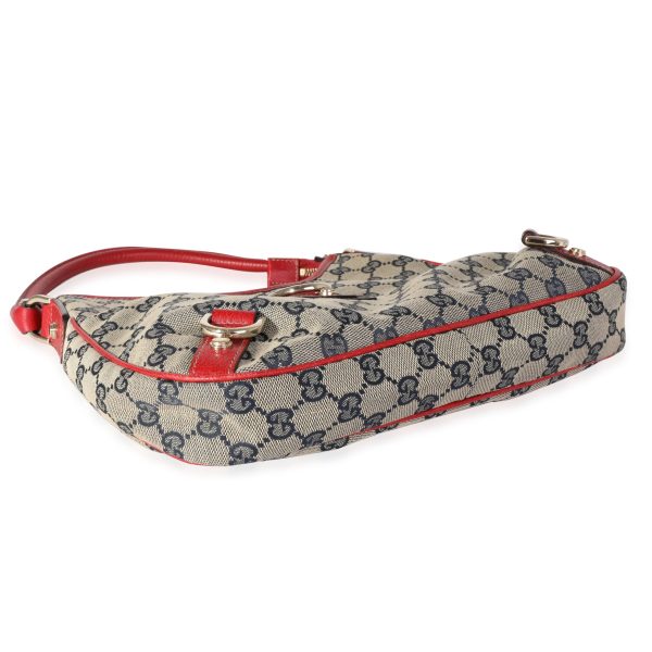 118234 box f4380450 45de 4e25 ac00 fc3e12e5b502 Gucci Red Leather Blue GG Canvas Abbey Shoulder Bag