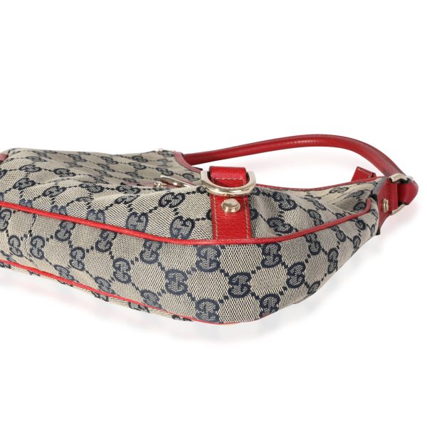 118234 clasp f6bc4ce3 9230 436c a7bc ec83c50a9ceb Gucci Red Leather Blue GG Canvas Abbey Shoulder Bag