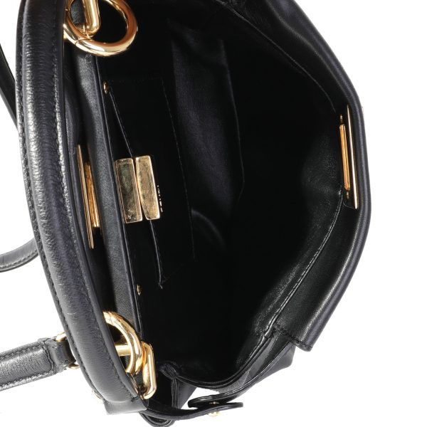 118246 av Fendi Black Nappa Leather Iconic Mini Peekaboo Bag