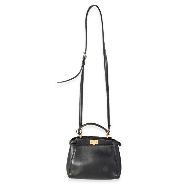 118246 bv Fendi Black Nappa Leather Iconic Mini Peekaboo Bag