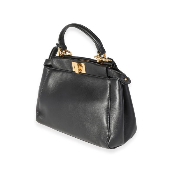 118246 sv Fendi Black Nappa Leather Iconic Mini Peekaboo Bag