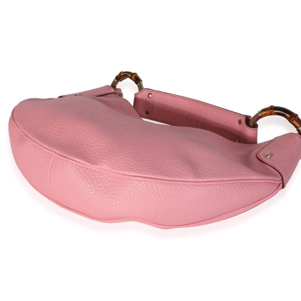 118248 box Gucci Pink Leather Bamboo Ring Hobo