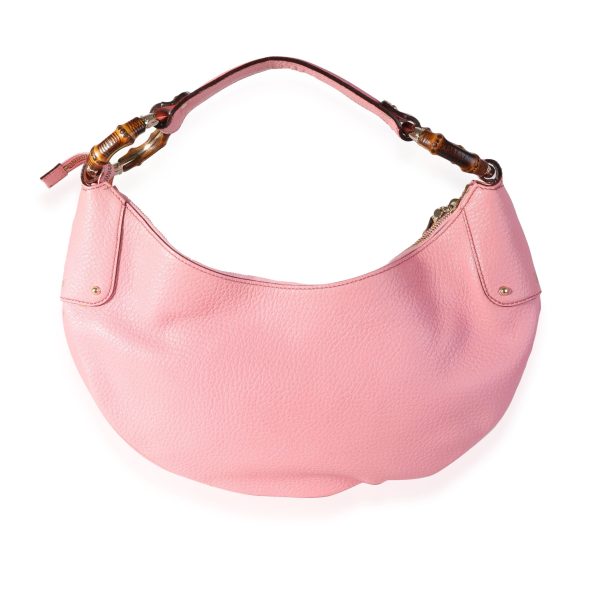 118248 pv Gucci Pink Leather Bamboo Ring Hobo