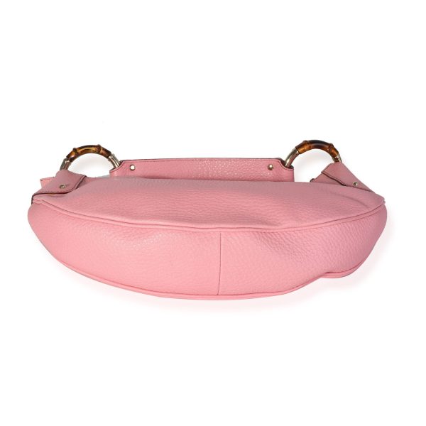 118248 stamp Gucci Pink Leather Bamboo Ring Hobo