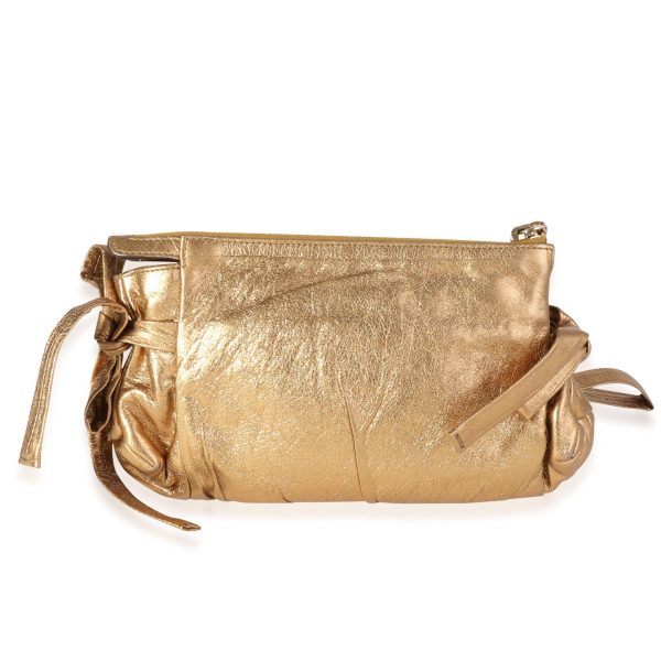 118249 pv 43fb935e a7f6 416a 919b 56ceb4bdfadf Gucci Metallic Gold Leather Hysteria Clutch