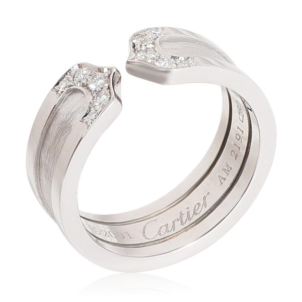 118255 av Cartier C De Cartier 65 mm Wide Diamond Ring in 18k White Gold 01 CTW