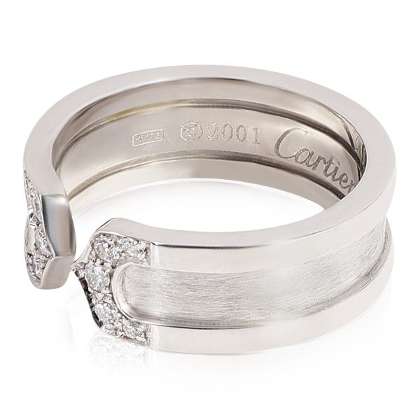 Cartier Cartier C De Cartier 65 mm Wide Diamond Ring in 18k White Gold 01 CTW