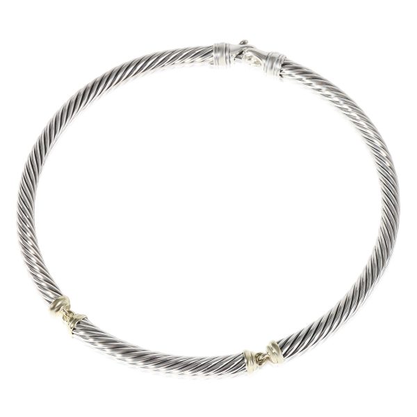 118279 sv David Yurman Metro Cable Necklace in 14K Yellow GoldSterling Silver