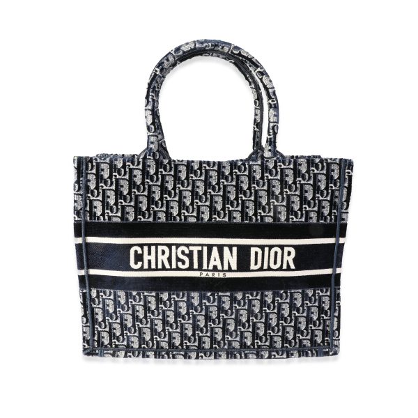 118282 box Christian Dior Blue Oblique Velvet Small Book Tote