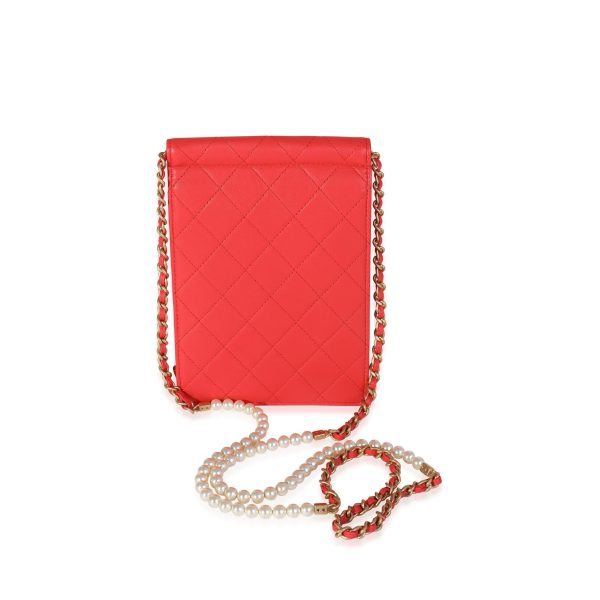 118295 pv 4f47212b dcfc 4e94 b855 805a58a1a7bd Chanel Red Quilted Calfskin Pearl Clutch on Chain