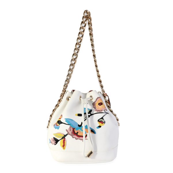 118320 ad1 Dior White Calfskin Multicolor Python Appliqué Paradise Bubble Bucket Bag