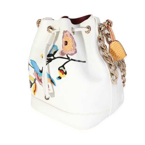 118320 sv Dior White Calfskin Multicolor Python Appliqué Paradise Bubble Bucket Bag