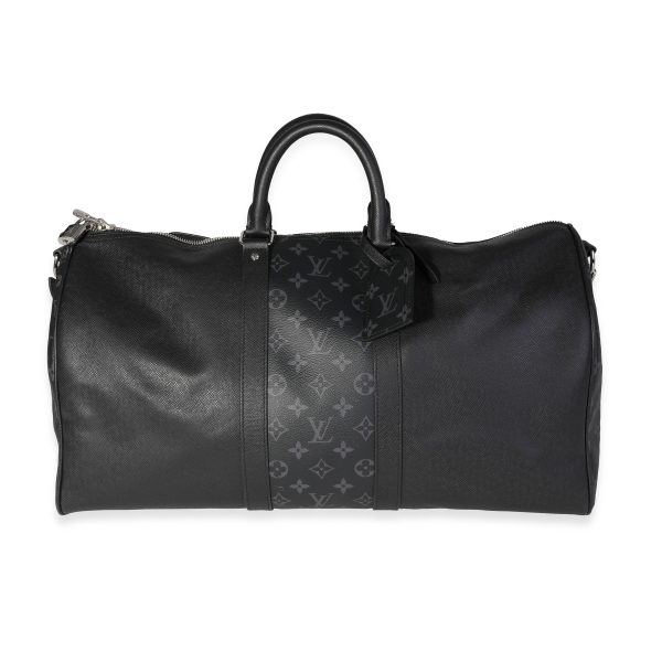 118331 fv Louis Vuitton Black Monogram Eclipse Taigarama Keepall Bandoulière 50