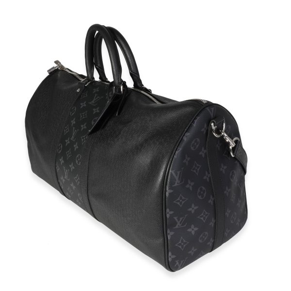 118331 sv Louis Vuitton Black Monogram Eclipse Taigarama Keepall Bandoulière 50