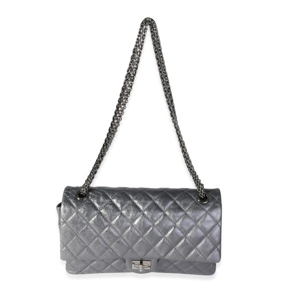 118335 ad1 218c7f76 1b24 48d0 9de0 234b376085f4 Chanel Silver Metallic Quilted Aged Calfskin Reissue 255 226