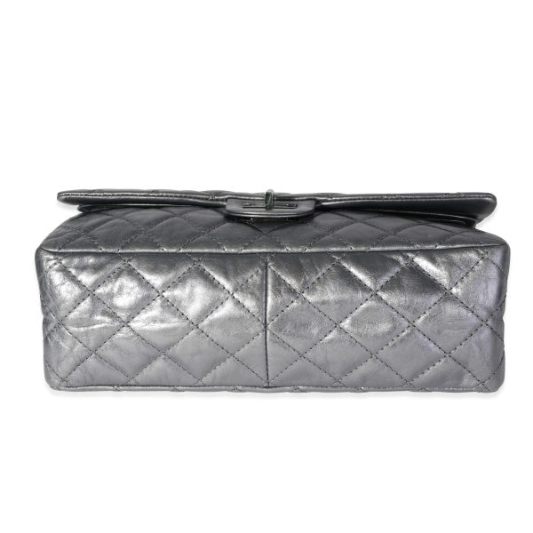 118335 stamp 261ea159 db64 48be 90bb 5232664f4dc3 Chanel Silver Metallic Quilted Aged Calfskin Reissue 255 226