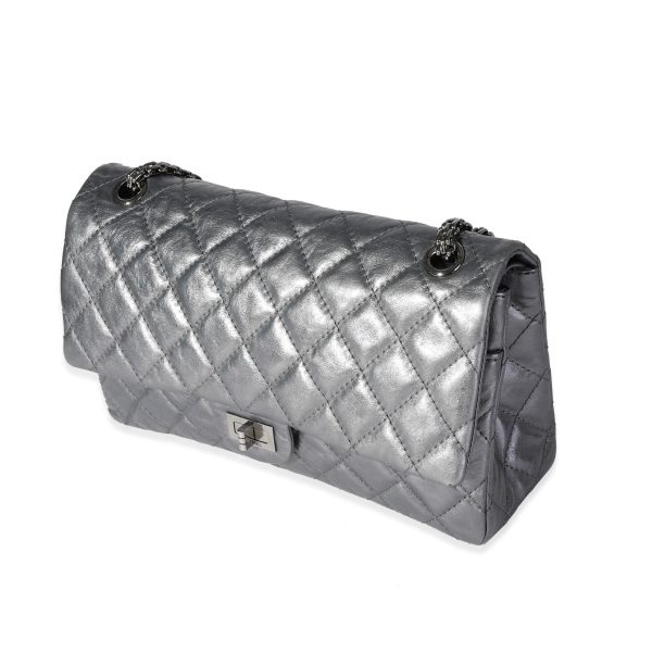 118335 sv ab6348ba ffad 4471 98b9 74cf5cff180f Chanel Silver Metallic Quilted Aged Calfskin Reissue 255 226