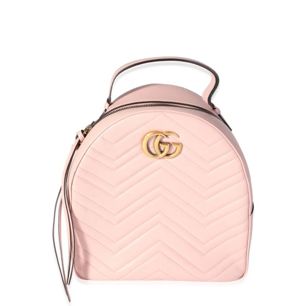118336 fv Gucci Pink Matelassé Calfskin GG Marmont Dome Backpack