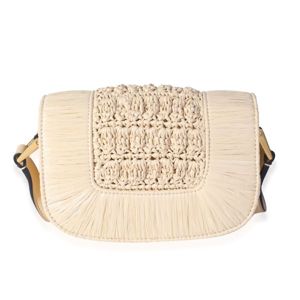 118343 pv Valentino Beige Raffia and Leather Small Supervee Crossbody Bag