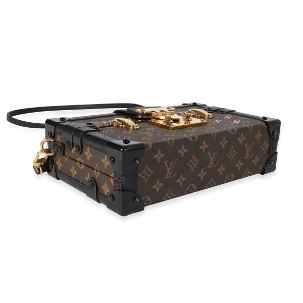 118345 box Louis Vuitton Monogram Canvas Black Calfskin Petite Malle